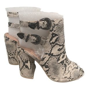 Miss Lola Faux Snakeskin Booties